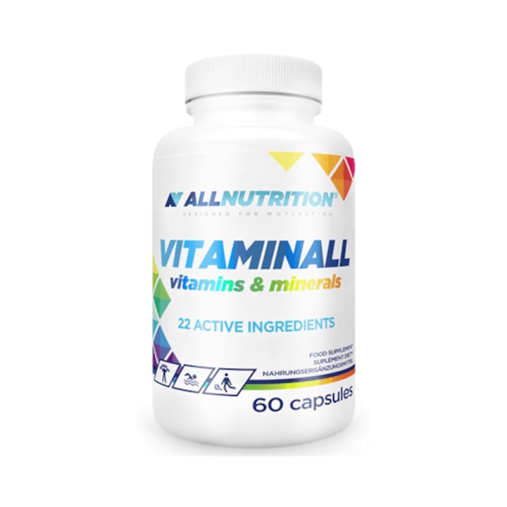 Supliment alimentar ALLNUTRITION VitaminALL Vitamins & Minerals, 60 Capsule, Multivitamine si minerale, 22 de ingrediente active