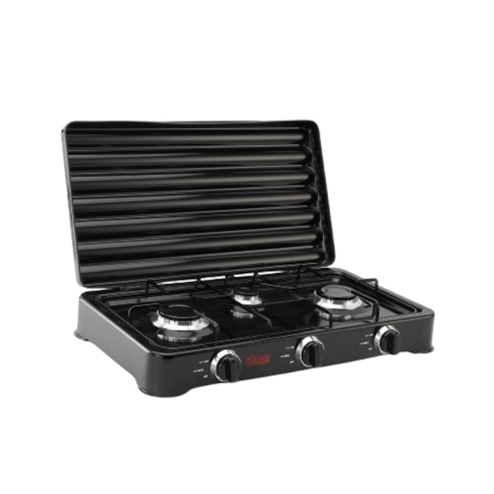 Aragaz 3 ochiuri DSP KD5077, negru, 2.2x2.2x1KW compatibil cu GPL