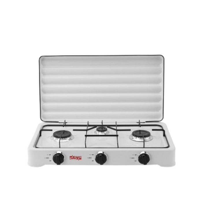 Готварска печка с 3 горелки DSP KD5077, Бял, 2.2x2.2x1KW, съвместим с пропан-бутан