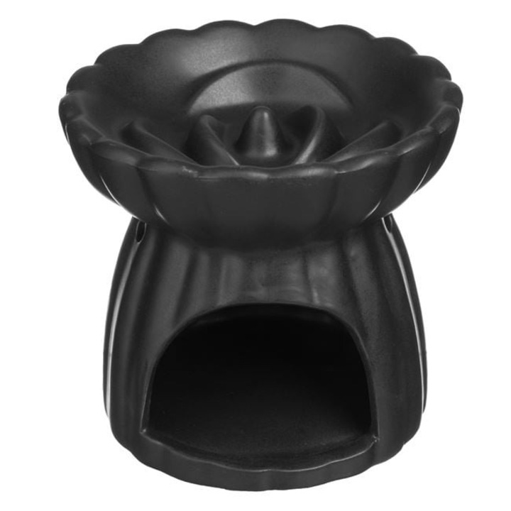Fekete Kerámia Virág Alakú Illóolaj Tartó – 11 x 11 cm, Elegáns Design Otthoni Aromaterápiához