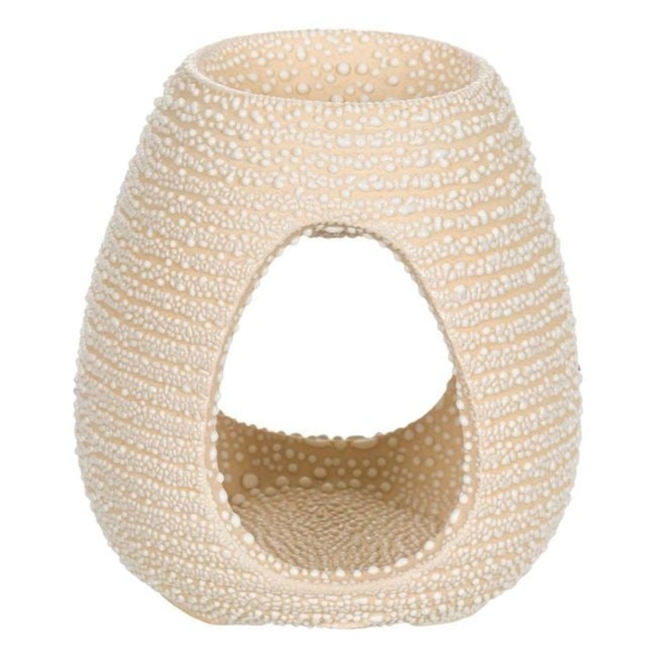 Suport Ceramic Oval Crem pentru Ulei Parfumat – Dimensiuni 9 x 10, 5 cm, Design Elegant pentru Aromaterapie Acasa