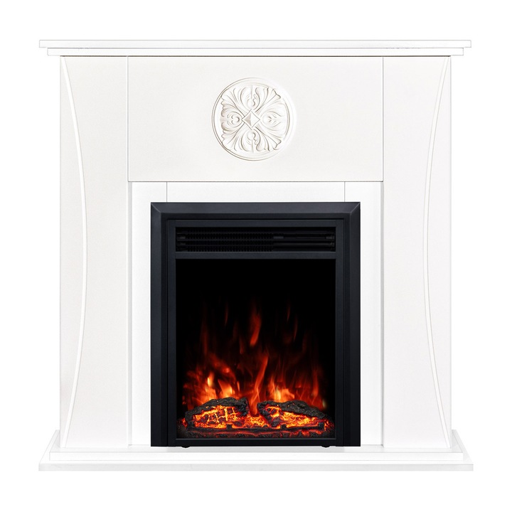 Elektromos kandalló Benedict & Cris, Art Flame, 1020x1000x240 mm, 2000 W, 2 fűtési fokozat, 3 színes láng, Időzítő