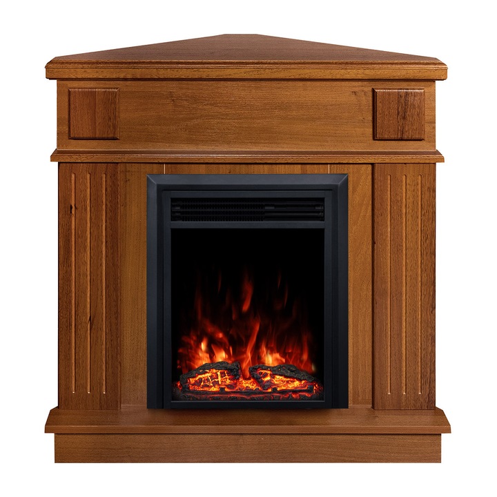 Elektromos sarokkandalló Marina barna & Crist, Art Flame, 1000x1000x500 mm, 2000 W, 2 fűtési fokozat, 5 lángfényességi szint, Időzítő