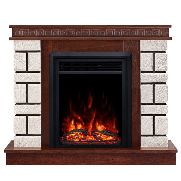 Elektromos kandalló Nazary mini barna & Cris, Art Flame, 874x1080x245 mm, 2000 W, 2 fűtési fokozat, 5 lángfényességi szint, Időzítő