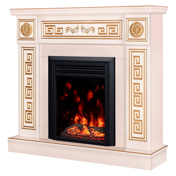 Elektromos kandalló Versailles gold & Cris, Art Flame, 1020x1100x300 mm, 2000 W, 2 fűtési fokozat, 5 lángfényességi szint, Időzítő