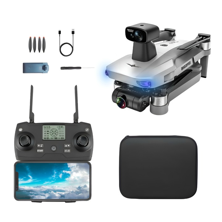 HexaCraft Stratus X – GPS-es drón 12MP-es kamerával, 2 tengelyes stabilizációval, 360 fokos szenzorokkal, 25 perc üzemidővel, 5G vezérléssel, 1200 m-es hatótávolsággal, automatikus visszatéréssel