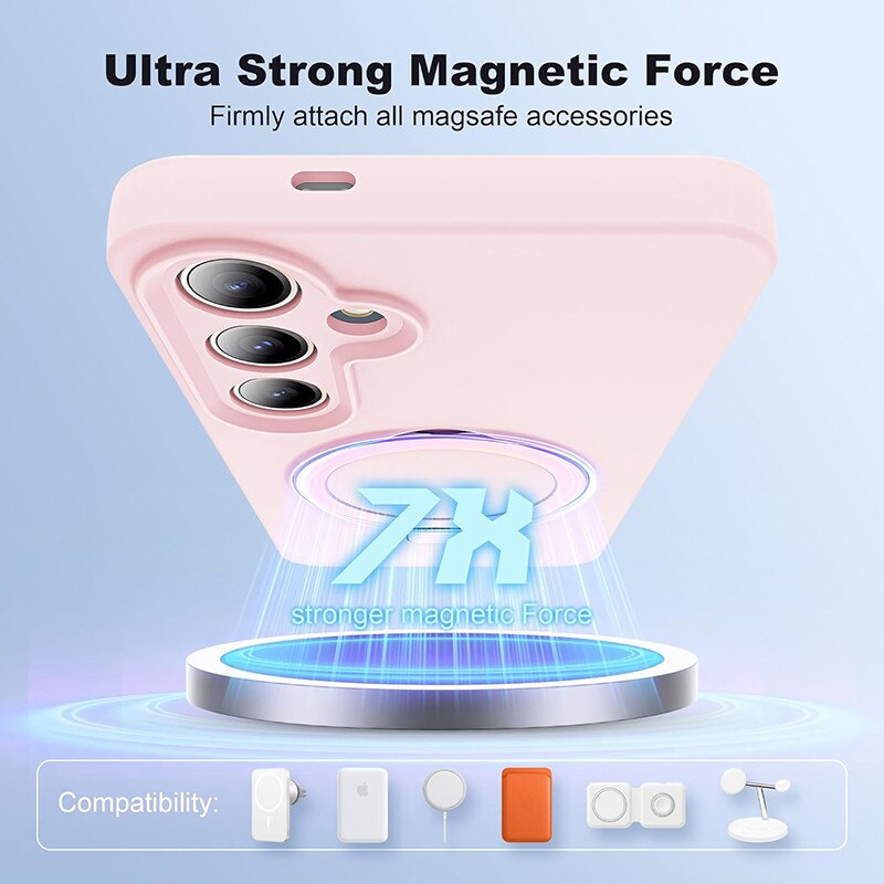 Husa telefon Samsung Galaxy S24, silicon, suport magnetic, protectie militara, roz