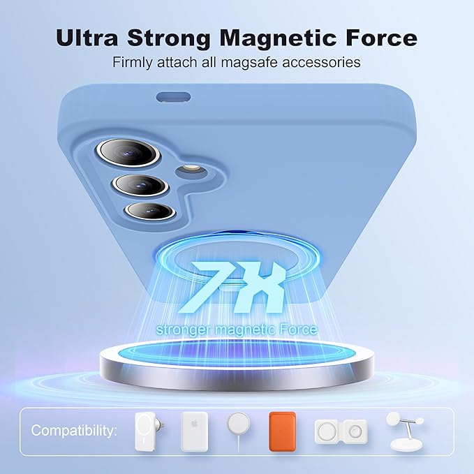 Husa silicon moale suport magnetic protectie militara albastru Samsung Galaxy S24