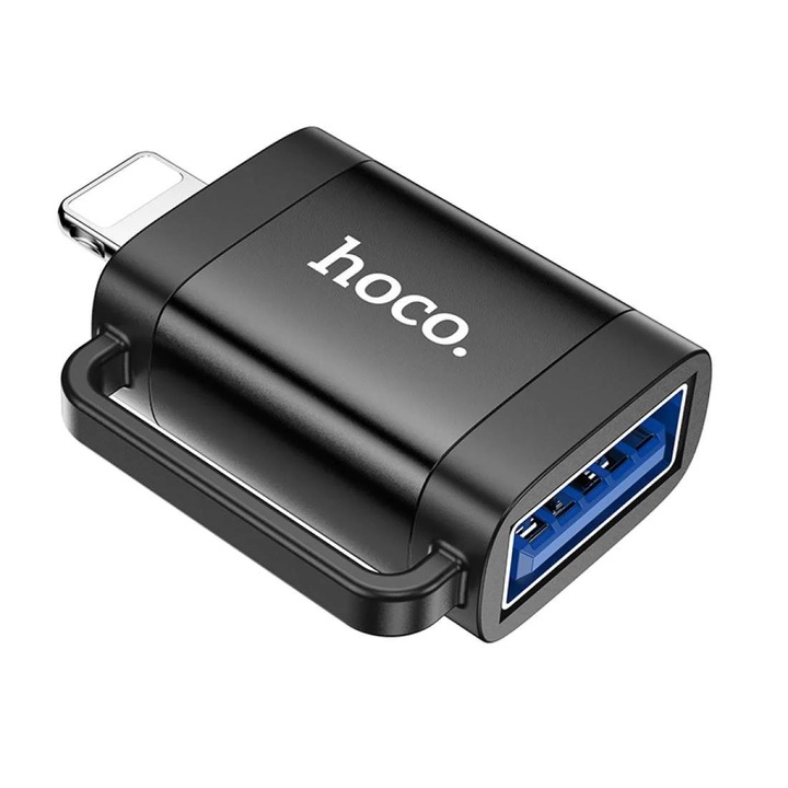 Lightning - USB-A adapter, Selani Premium Hoco, OTG a gyors adatátvitelhez, fekete