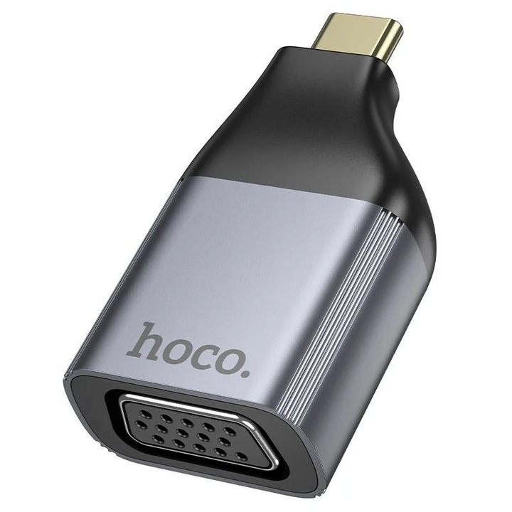 Selani Prémium Hoco USB-C - VGA adapter, OTG, 2K 60Hz, alumínium, szürke