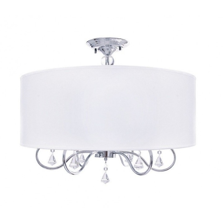 Lampa de tavan, Berella Light, Faroso M BL0116, culoare alba, material cromat, functie decorativa, functie de iluminare, bec E14, setul include: 1 bucata, caracteristici: eleganta, cu cristale