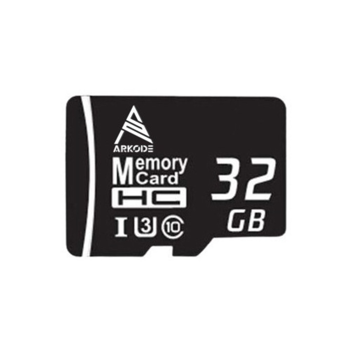 Card De Memorie MicroSD 32 GB ARKODE, Clasa 10, De Mare Viteza, Compatibil Cu Camera Foto, Video, Dvr, Auto, Camera De Supraveghere, Telefon, Laptop, Tableta, Baby Monitor, Player Auto, Negru