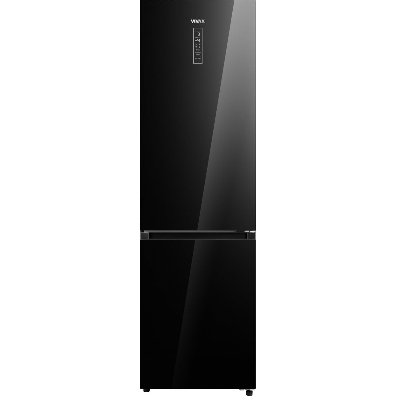 Combina frigorifica VIVAX CF-3781DNF BG, 378L, Clasa E, Total No Frost si No Frost Multi Air Flow, Termostat digital LED, Iluminare LED, Fast Freeze, Avertizare sonora, Usi reversibile, H 197cm, Sticla Neagra