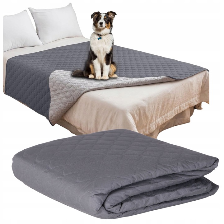 Протектор за легло и диван за кучета и котки, Wobell, неплъзгащ се, водоустойчив, лесен за почистване, мек и удобен, предпазва от косми и влага, лек и практичен, идеален за дома и пътуване, 130x210 см, сив