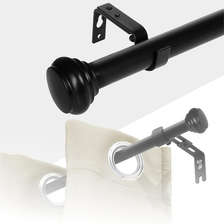 Tija telescopica 25 mm, extensibila, 122-213cm cu console, neagra