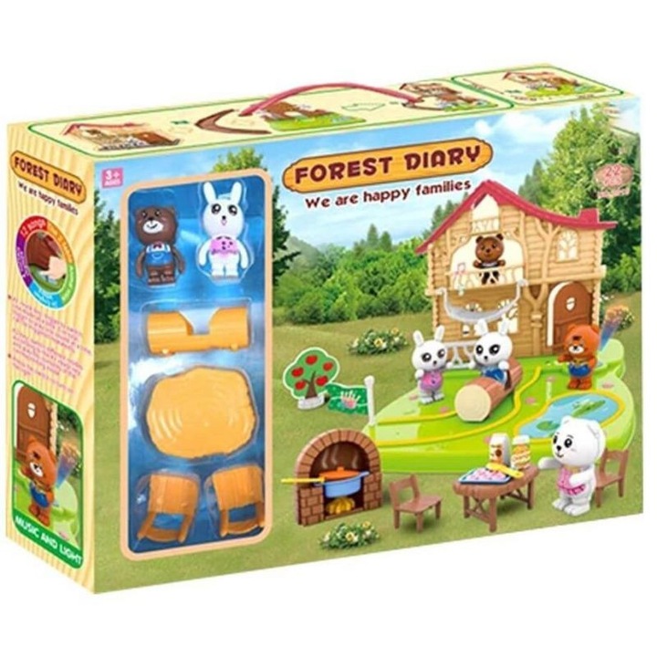 Set de joaca pentru copii, casuta din padure cu figurine, 22 de piese