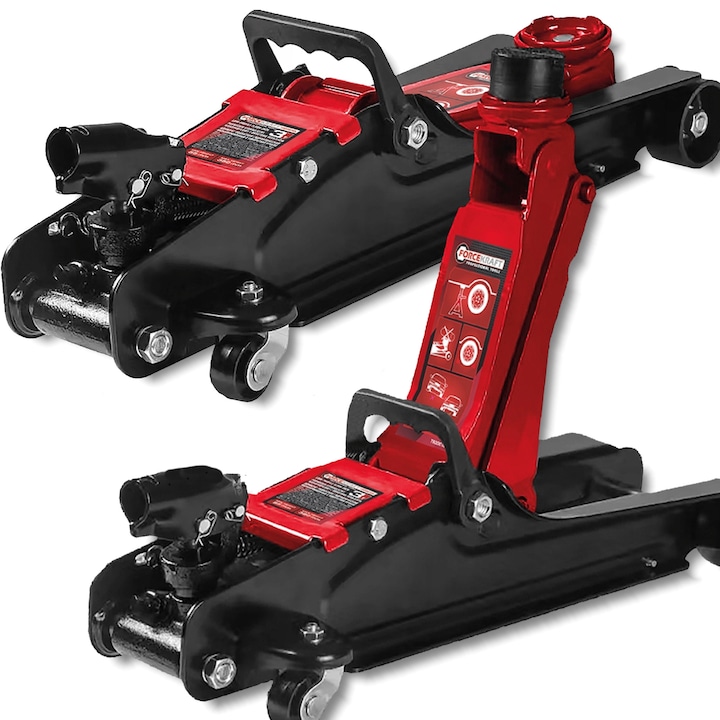 Cric hidraulic, FORCEKRAFT, 3000 kg, negru/rosu