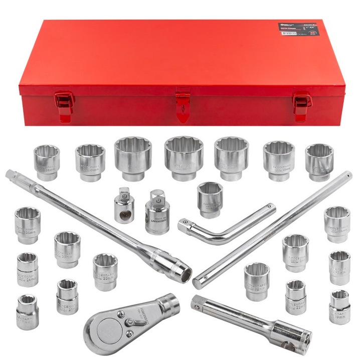 Set unelte chei cu nasada 3/4", Forcekraft, 26 piese, 12-katne, cutie de transport