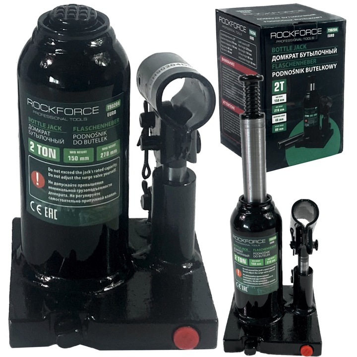 Хидравличен бутален повдигач, ROCK FORCE, 2000 кг, височина 150-278 мм, тегло 2,57 кг