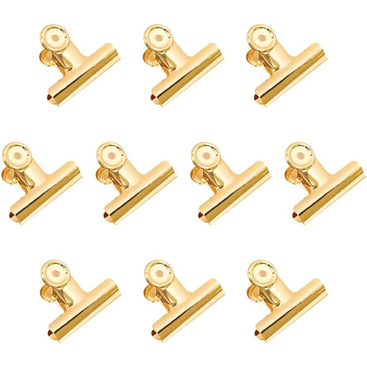 Set 10 cleme metalice rotunde, rezistente, 5.1cm, argintiu
