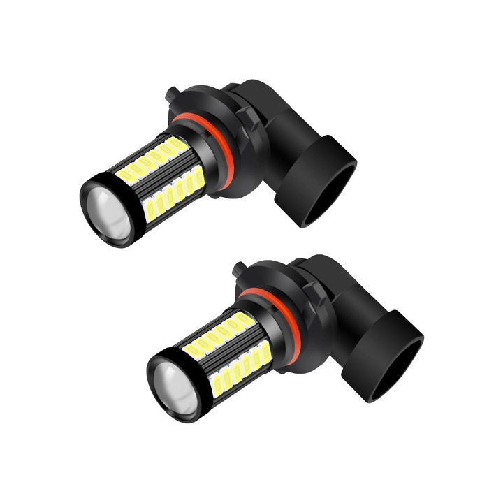 Set 2 lampi de ceata auto, LEIISVK, super luminoase albe 6500K, 12V, 1500 lumeni, universale pentru masina, camion, SUV (alb), Metal + Plastic