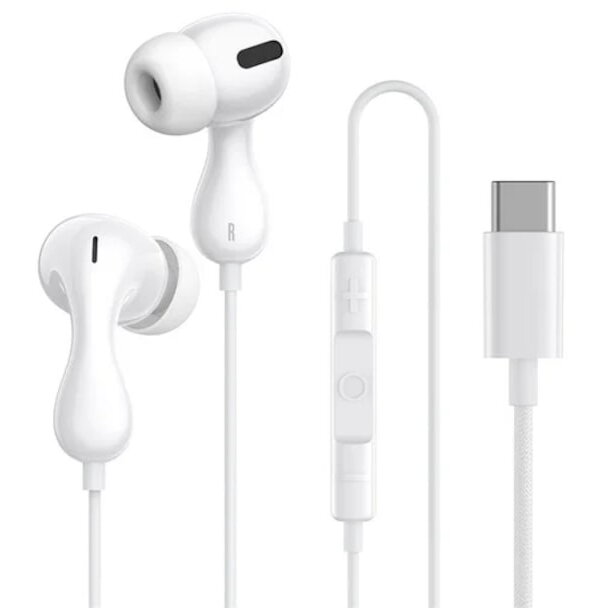Casti cu fir BASEUS Encok CZ20, lungime cablu 1.1 m, USB-C, alb