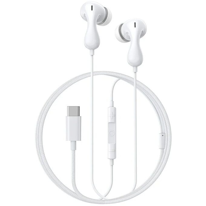 Casti cu fir BASEUS Encok CZ20, lungime cablu 1.1 m, USB-C, alb