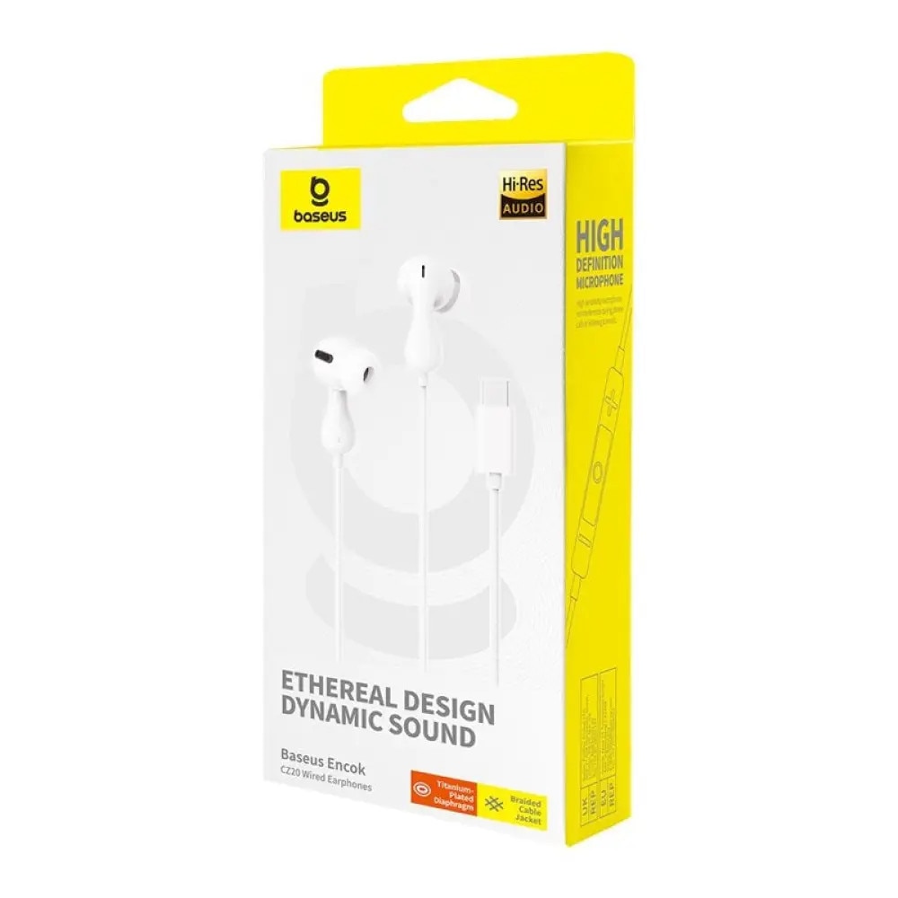 Casti cu microfon Baseus Encok CZ20 alb, 1,1m USB-C