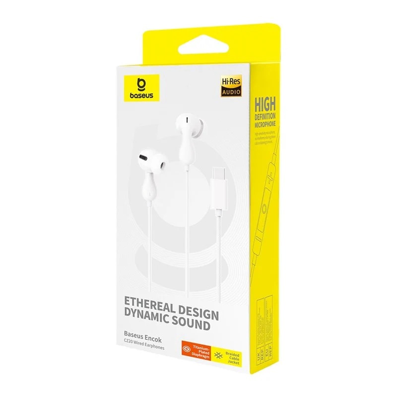 Casti cu microfon Baseus Encok CZ20 alb, 1,1m USB-C