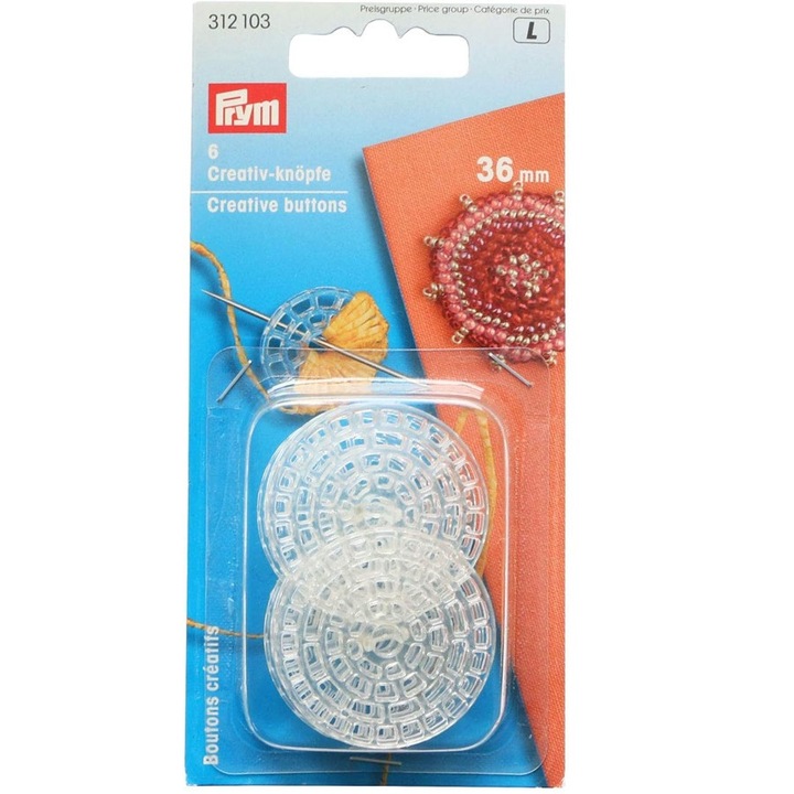 Nasturi de cusut din plastic transparent Prym 312103, 36 mm, 6 bucati