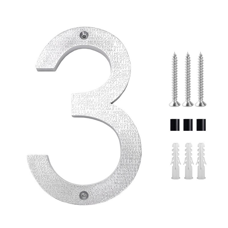Numar de casa 3, zinc, argintiu, 8 inch, set 1 buc. - eMAG.ro