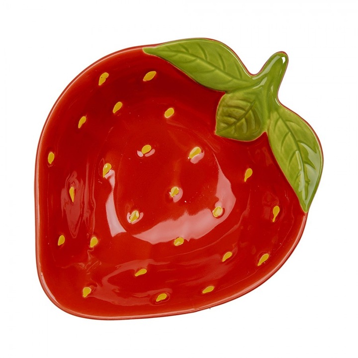 Bol ceramica multicolora Capsuna 20x16x5 cm, 275 ml