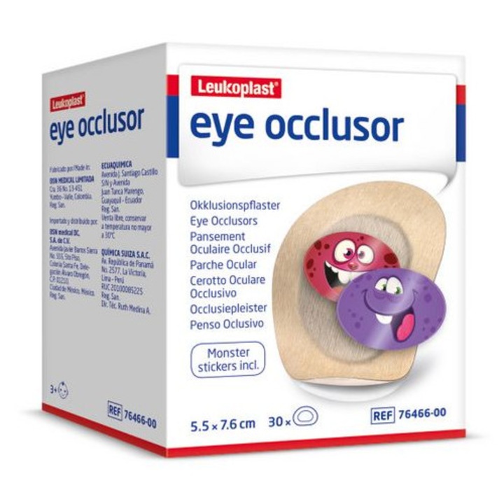 Plasturi oculari hipoalergenici Leukoplast eye occlusor 5.5 cm x 7.6 cm, pachet 30 plasturi