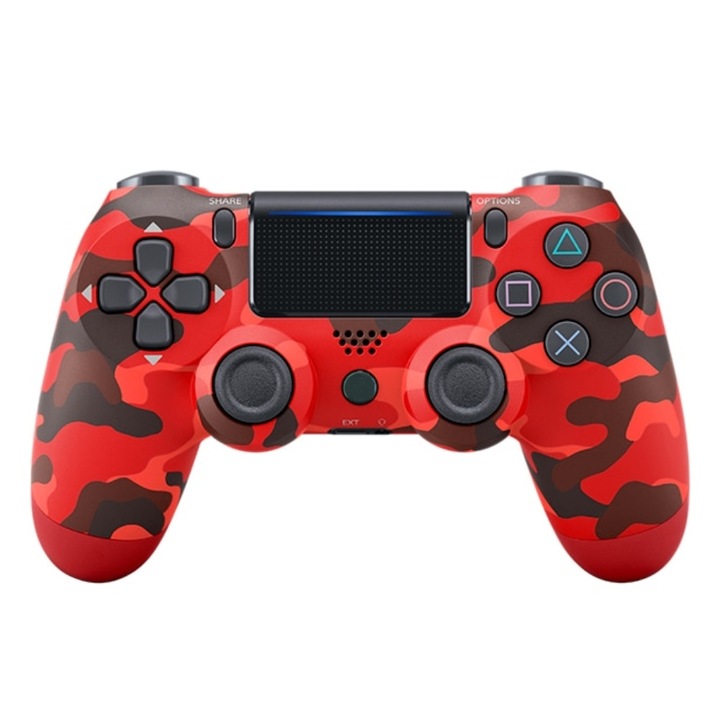 Безжичен контролер Doubleshock Joystick, съвместим с PS4/Pro/Slim, тъчпад, армейско червено