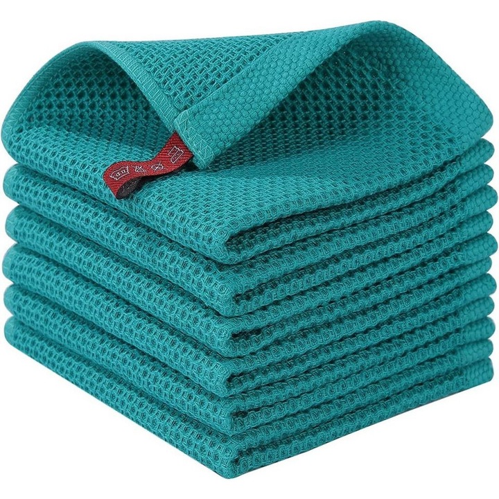 Комплект кухненски кърпи, Haiaveng, 6 броя, 30x30см, абсорбиращи, зелени