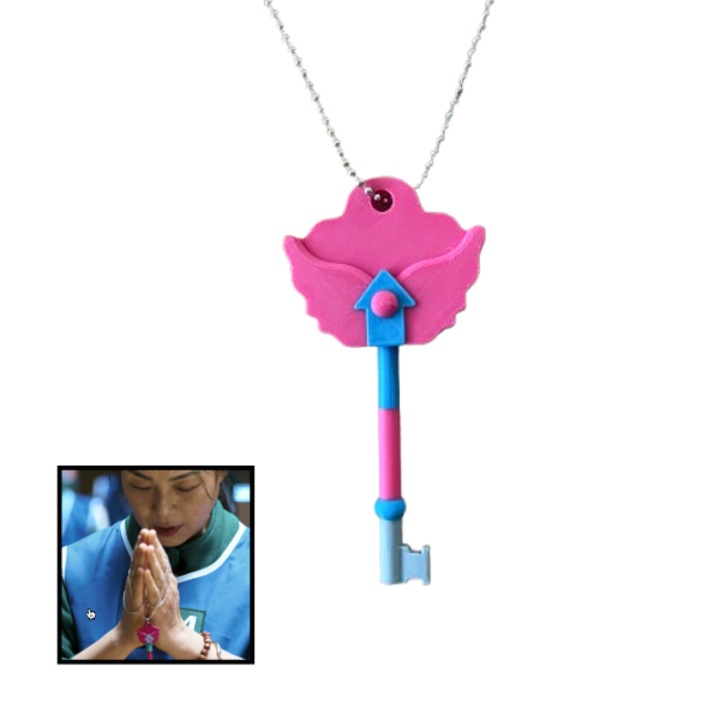 Ключодържател с верижка, вдъхновен от Squid Game 3, многоцветен, пластмаса, 105x53x18 мм