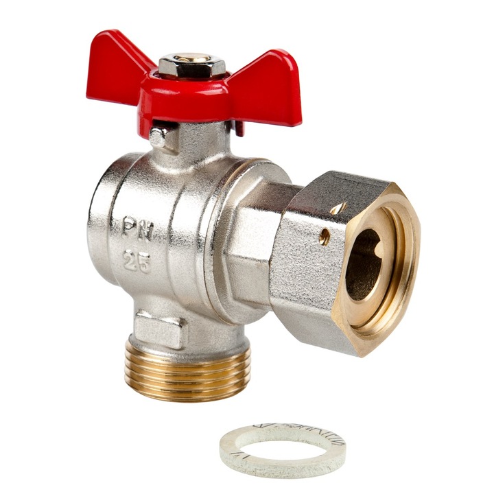 Robinet cu bila, unghiular, Valvex, cu piulita rotativa, DN20-PN25 3/4 inch