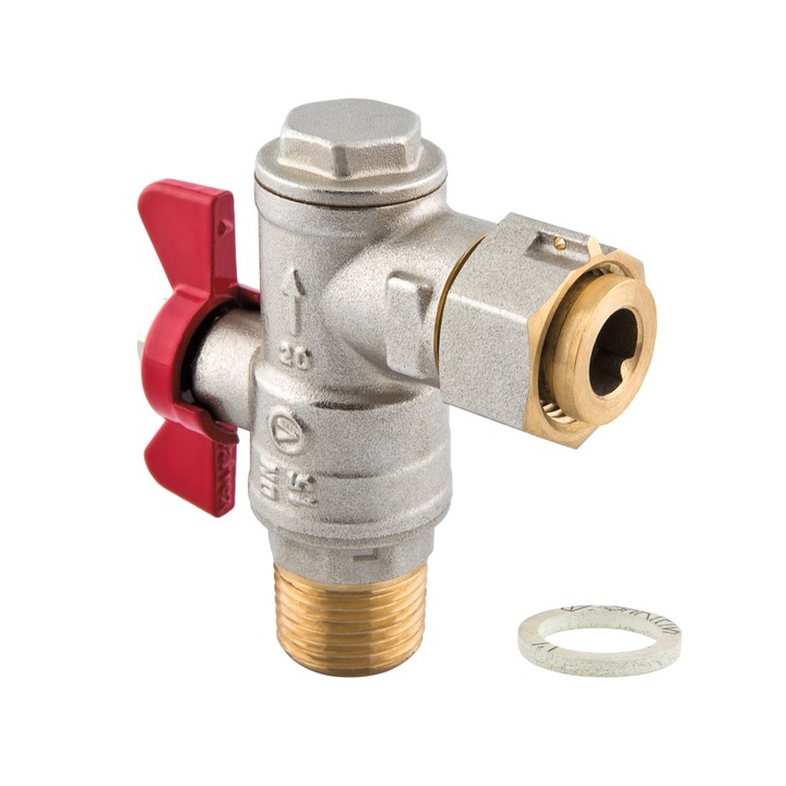 Robinet unghiular, Valvex, SPIN, cu filtru si dop, 1/2 inch DN15-PN25