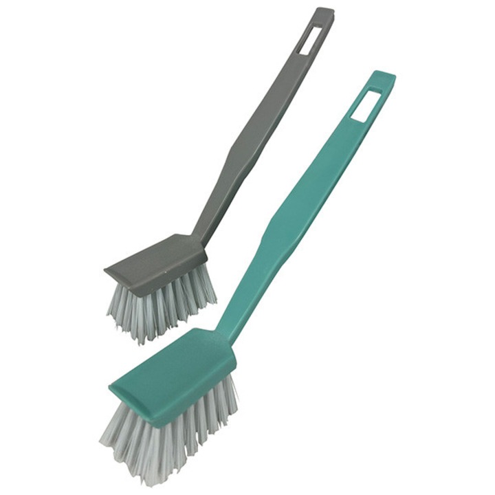 Set 2 perii de curatare, Frandis, multifunctionala, plastic/nylon, gri/vernil, model 179915