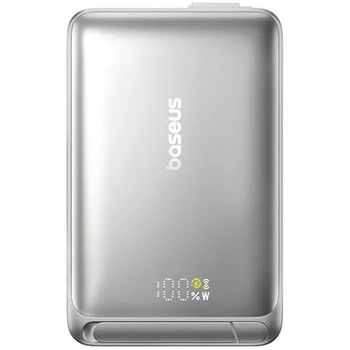 Acumulator extern Baseus Nomos Qi2 Magnetic 10.000 mAh 45W cablu USB-C inclus Gri