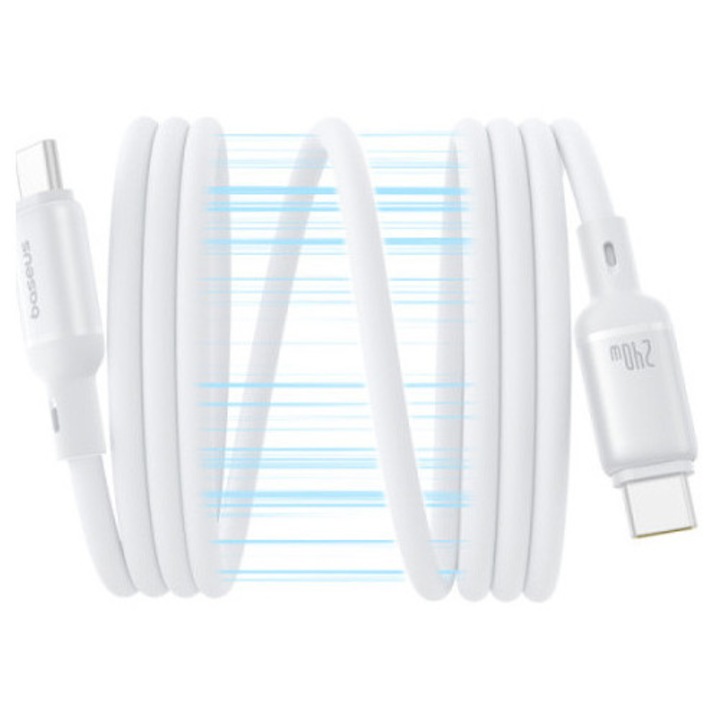 Cablu Baseus PicoGo Magnetic USB-C la USB-C 1m alb