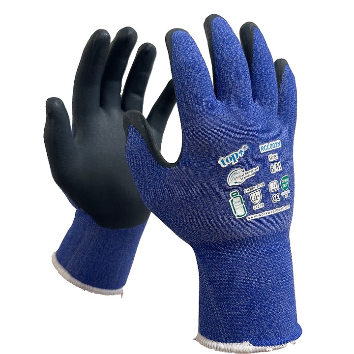 TOP RCL002N защитни ръкавици от пенлив латекс, синьо/бели, 1 1/2XL (3 чифта)