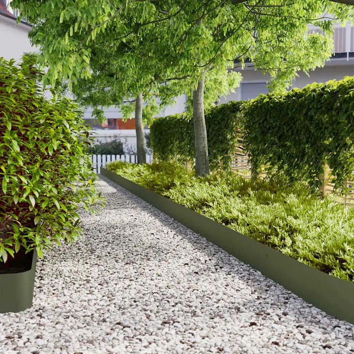 Borduri de gazon 10 buc. Verde masliniu 20x103 cm