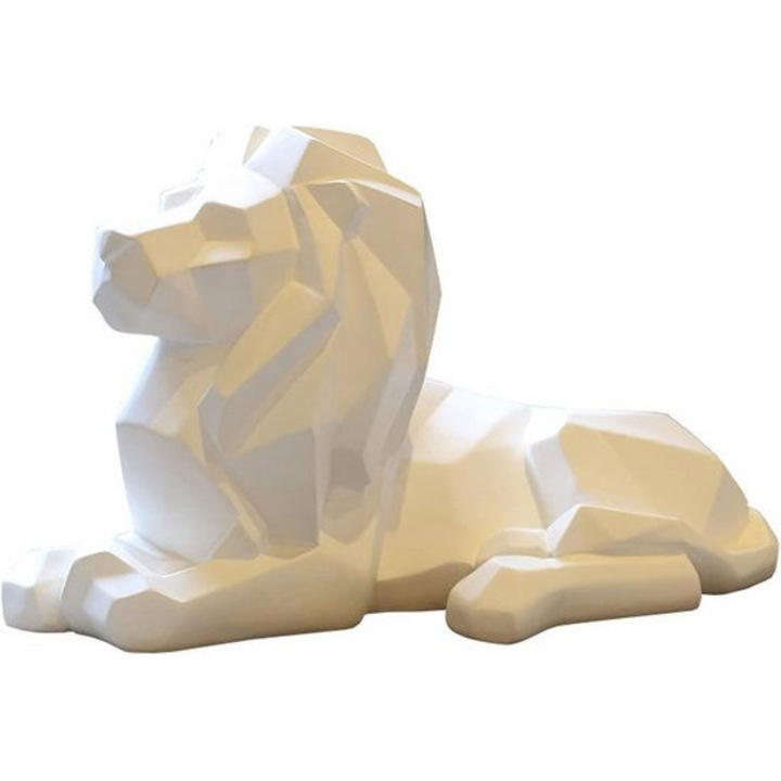 Sculptura leu, Haiaveng, decorare birou sau dormitor, alb