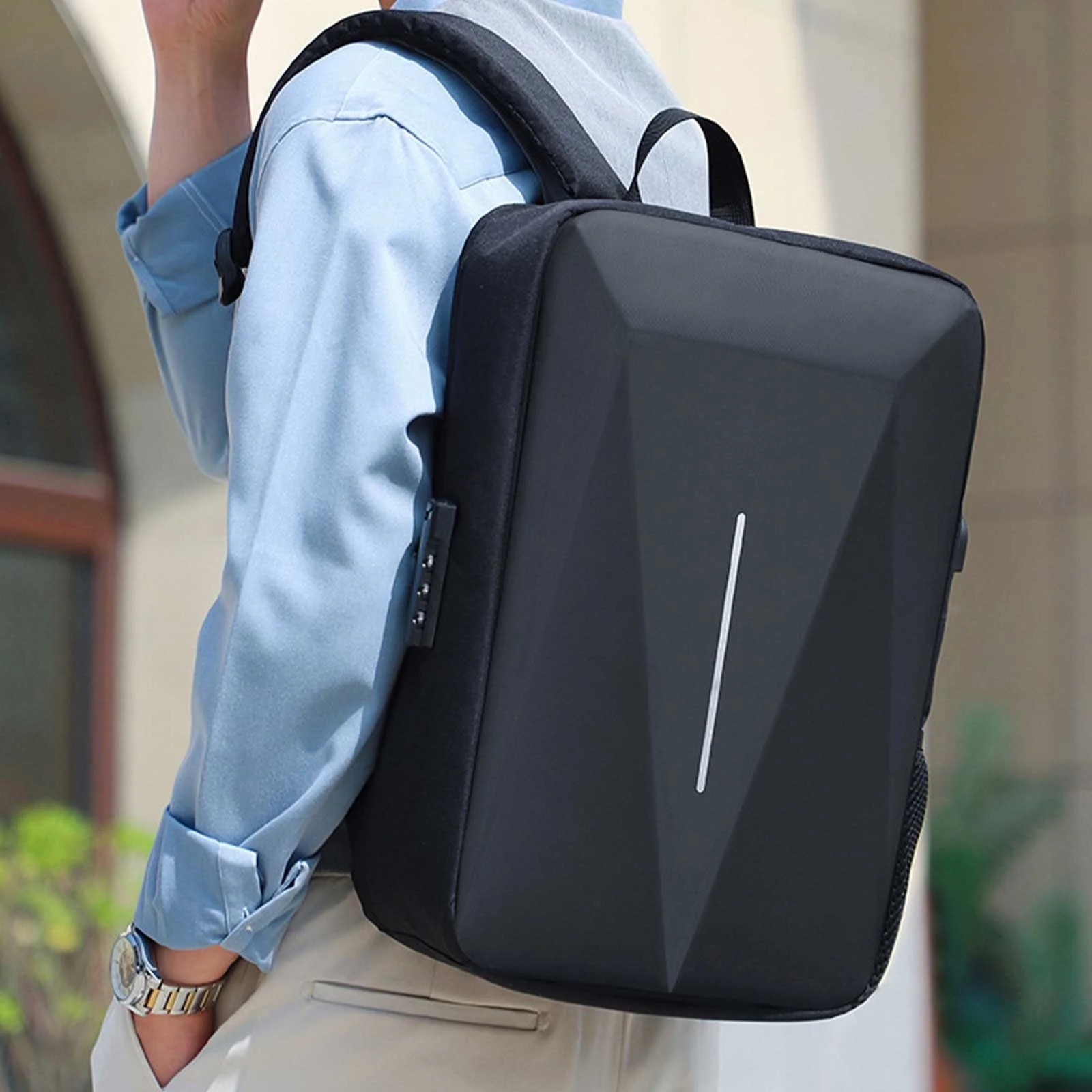 Rucsac laptop multistrat, capacitate mare, negru, 45x28x8cm