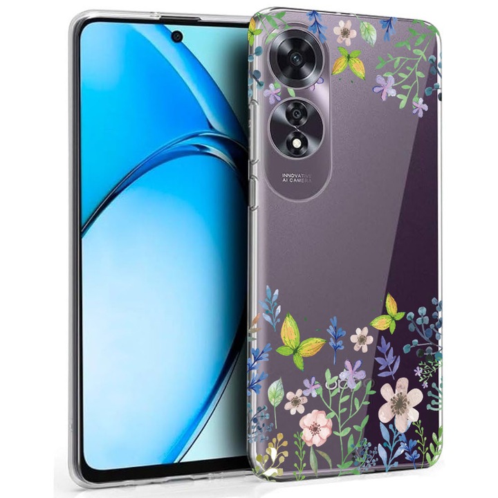 Силиконов калъф BestCase за OPPO A60 4G, Butterfly Flowers, Antisoc, Camera Protection, Clear Silicon 2MM, 1997769 T 95