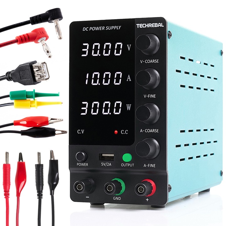 Sursa de alimentare de laborator, TECHREBAL, 30V, 10A, 60cm