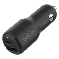 Incarcator auto Belkin BoostCharge Dual 42W - 30W USB-C PD PPS + 12W USB-A - Negru