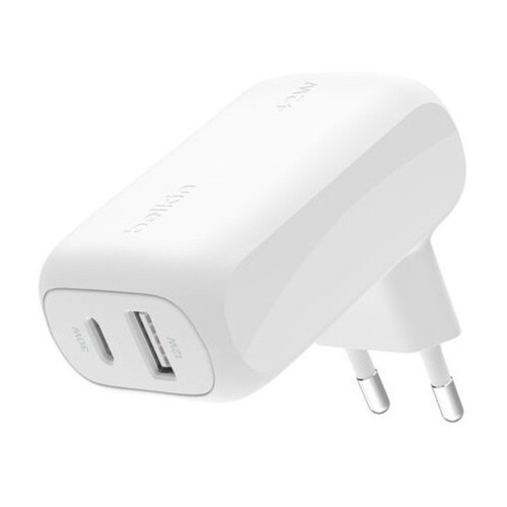 Incarcator Belkin Dual 42W - 30W USB-C PD PPS + 12W USB-A - Alb
