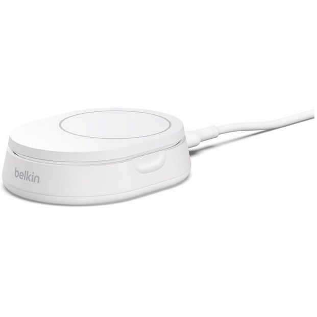 Suport de incarcare magnetic convertibil Belkin BOOSTCHARGE PRO Qi2 15W, sursa de alimentare inclusa - Alb
